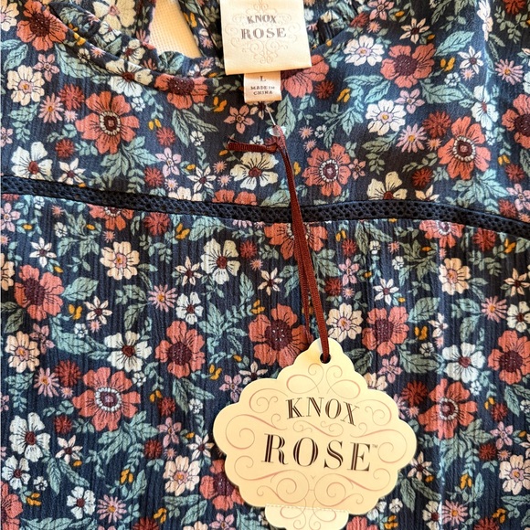 Knox Rose Floral Long Sleeve Dress - Blue, Orange and Reds - Boho - Picture 2 of 6